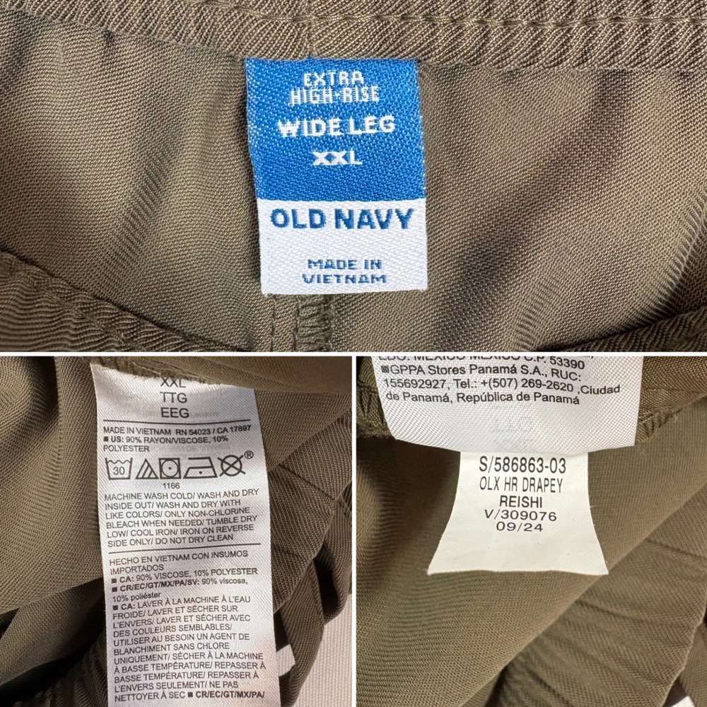 Old Navy Extra High-Waisted Drapey Cargo Super Wide-Leg Pants Sz XXL Olive Green - Picture 16 of 16